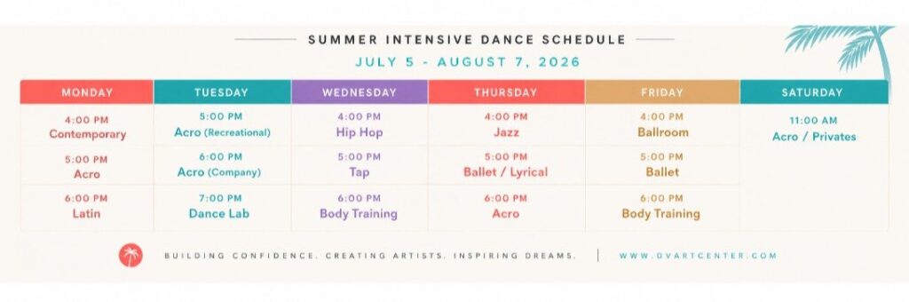 D&V art center academy Schedule